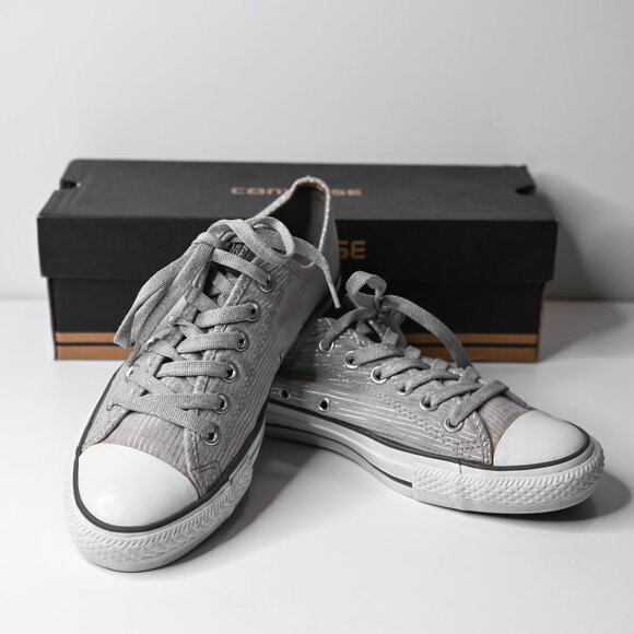 CONVERSE Chuck Taylor Silver Metallic Striped All Star Low Top Sneakers -Women 9 - Picture 6 of 10
